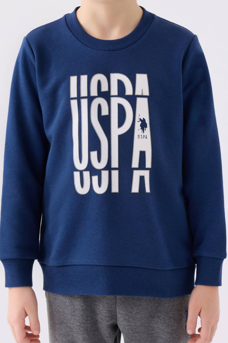 U.S. Polo Assn. Erkek Çocuk Pamuklu Bisiklet Yaka Empirme Baskılı Kışlık Regular Fit Lacivert Eşofman Takımı US1901-C-V2 - 4