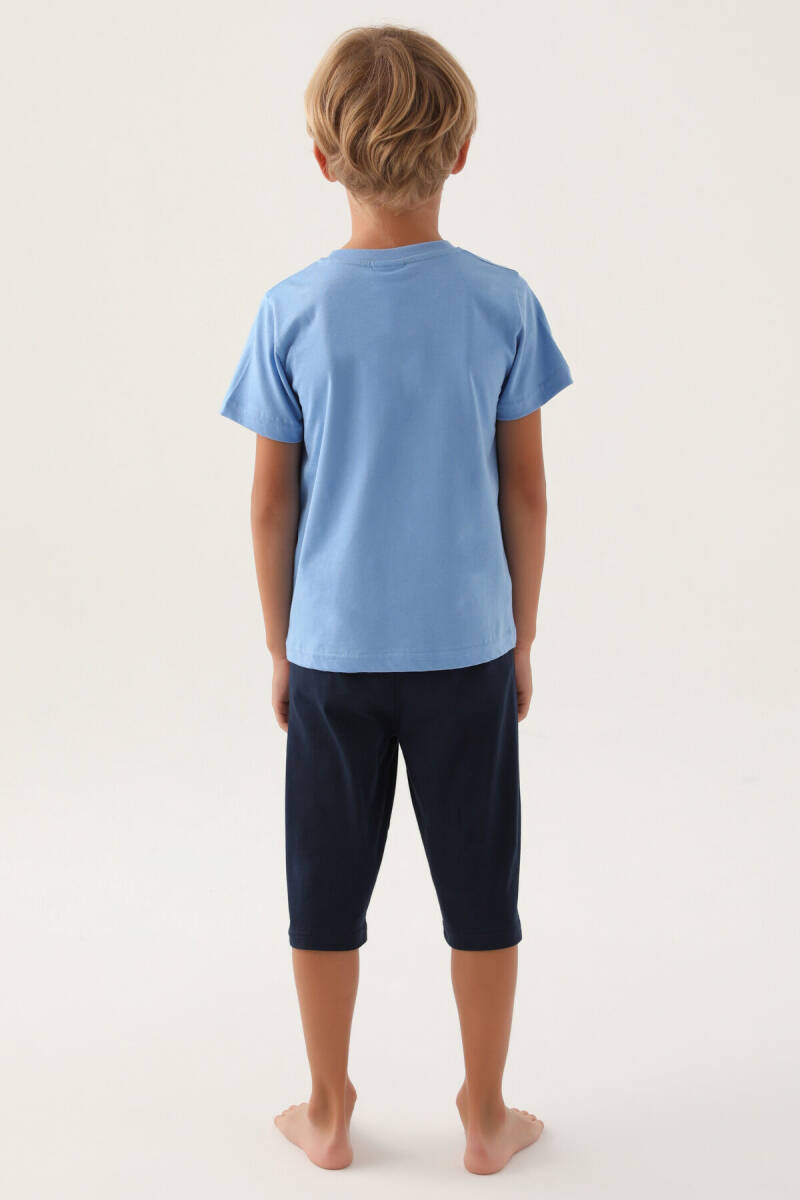 U.S. Polo Assn. Erkek Çocuk Pamuklu Bisiklet Yaka Pigment Baskılı Yazlık Regular Fit Mavi Kapri Takım US1736-C-V1 - 5