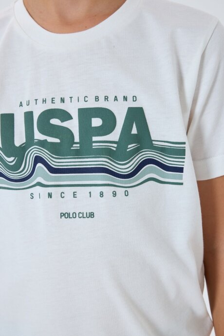 U.S. Polo Assn. Erkek Çocuk Bisiklet Yaka Nakışlı Yazlık Regular Fit Beyaz Pijama Takımı US2422-C-V2 (1)