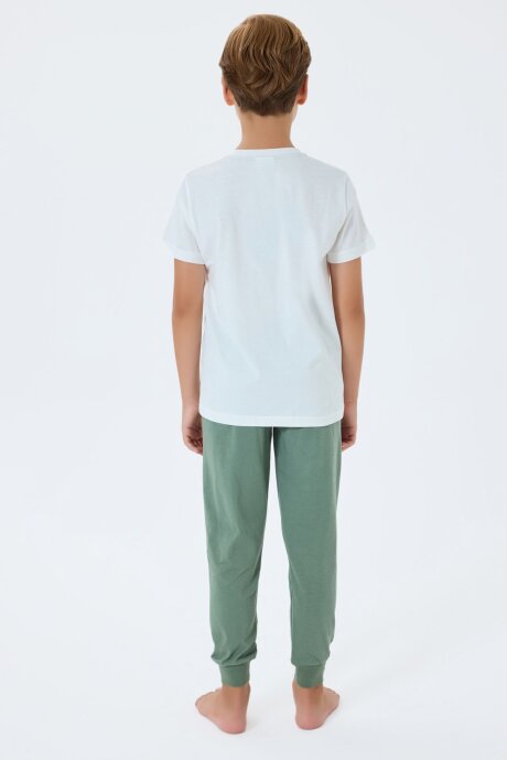 U.S. Polo Assn. Erkek Çocuk %100 Pamuk Bisiklet Yaka Nakışlı Yazlık Regular Fit Beyaz Pijama Takımı US2422-C-V2 - 4