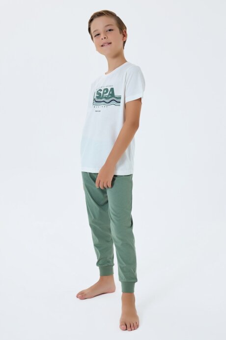 U.S. Polo Assn. Erkek Çocuk %100 Pamuk Bisiklet Yaka Nakışlı Yazlık Regular Fit Beyaz Pijama Takımı US2422-C-V2 - 5