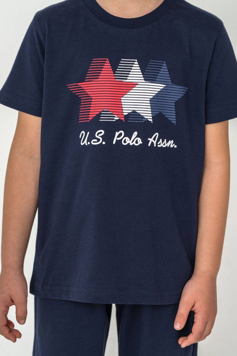 U.S. Polo Assn. Erkek Çocuk Bisiklet Yaka Nakışlı Yazlık Regular Fit Lacivert Pijama Takımı US2441-C-V1 - 3