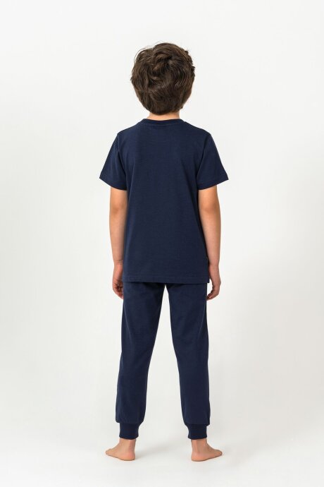 U.S. Polo Assn. Erkek Çocuk Bisiklet Yaka Nakışlı Yazlık Regular Fit Lacivert Pijama Takımı US2441-C-V1 - 4