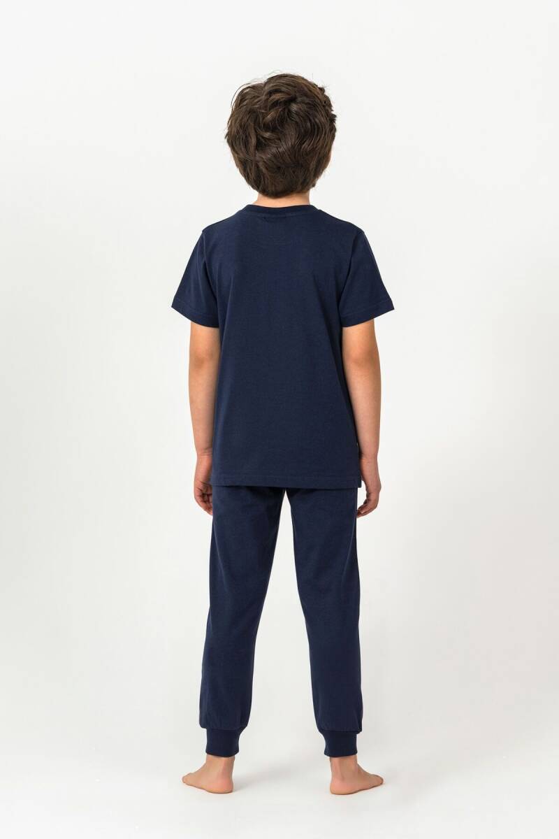 U.S. Polo Assn. Erkek Çocuk Bisiklet Yaka Nakışlı Yazlık Regular Fit Lacivert Pijama Takımı US2441-C-V1 - 4