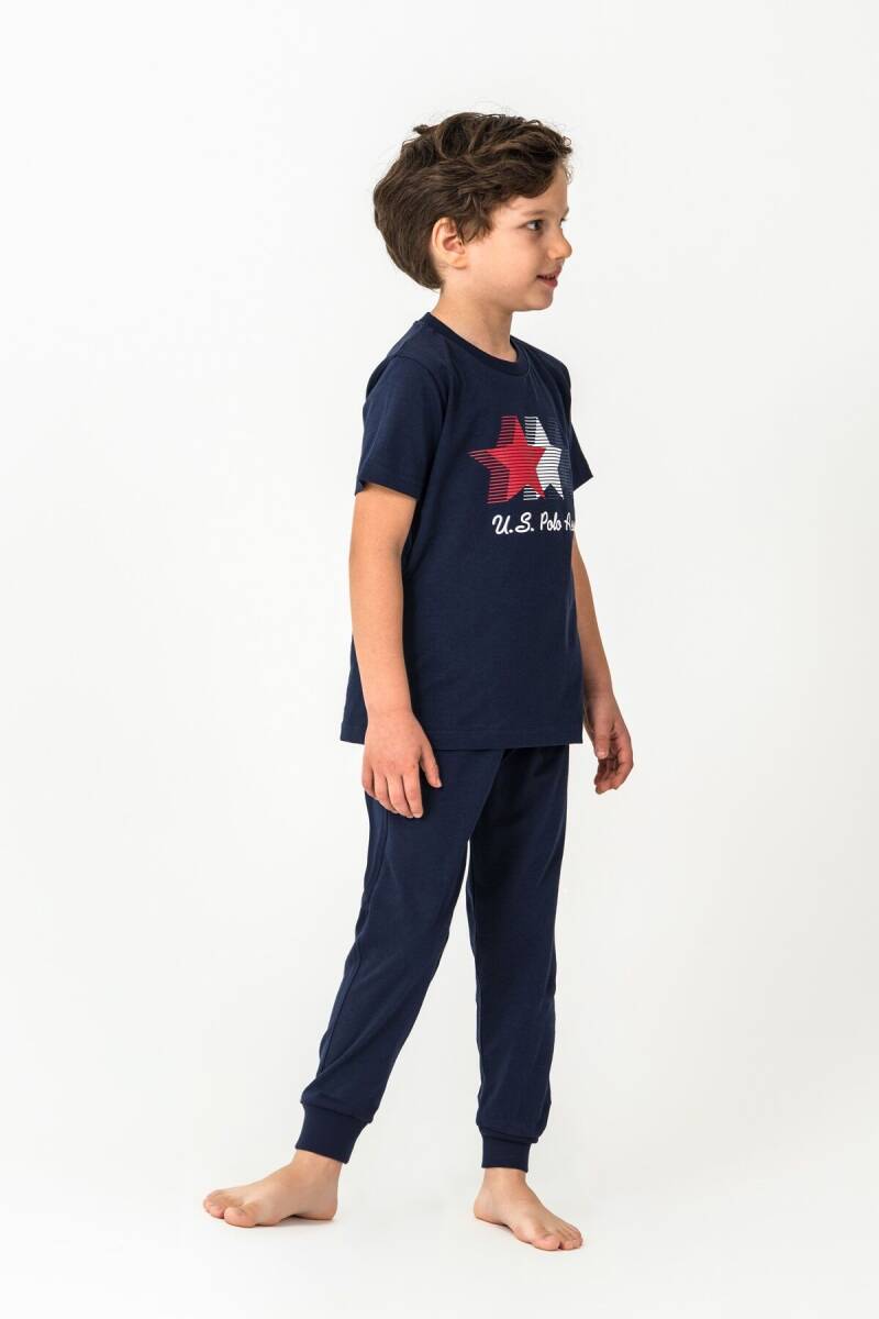 U.S. Polo Assn. Erkek Çocuk Bisiklet Yaka Nakışlı Yazlık Regular Fit Lacivert Pijama Takımı US2441-C-V1 - 5