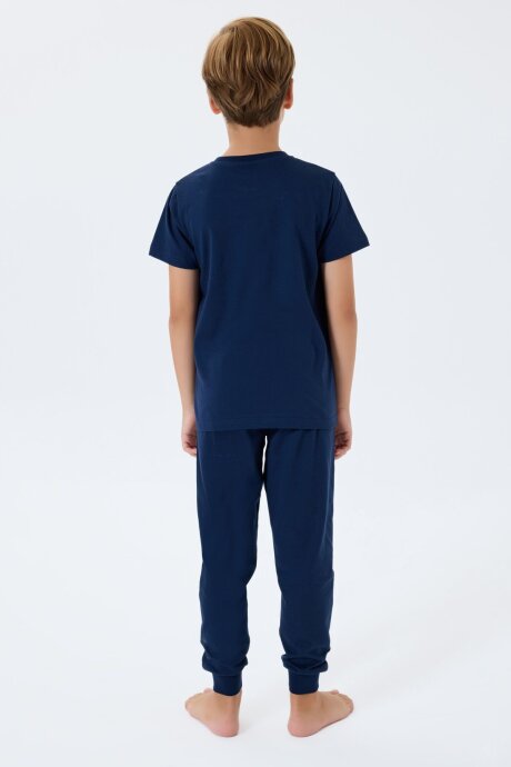 U.S. Polo Assn. Erkek Çocuk Bisiklet Yaka Nakışlı Yazlık Regular Fit Lacivert Pijama Takımı US2413-C-V1 - 4