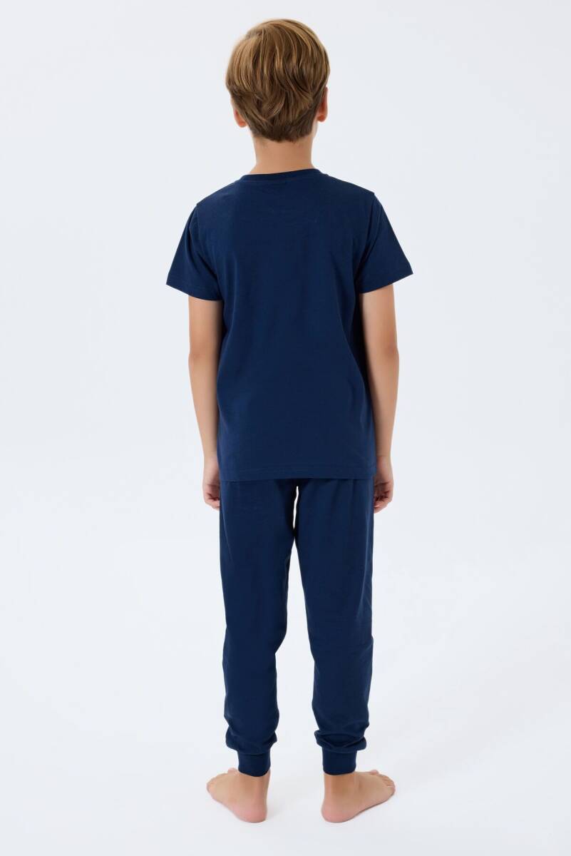 U.S. Polo Assn. Erkek Çocuk Bisiklet Yaka Nakışlı Yazlık Regular Fit Lacivert Pijama Takımı US2413-C-V1 - 4