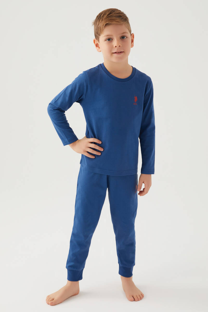 U.S. Polo Assn. Erkek Çocuk Mavi Uzun Kol Pijama Takım