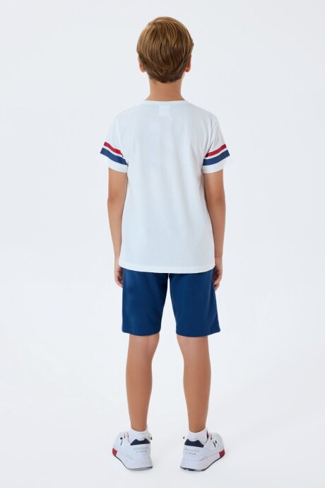U.S. Polo Assn. Erkek Çocuk Bisiklet Yaka Nakışlı Yazlık Regular Fit Mavi Bermuda Takım US2409-C-V2 - 4
