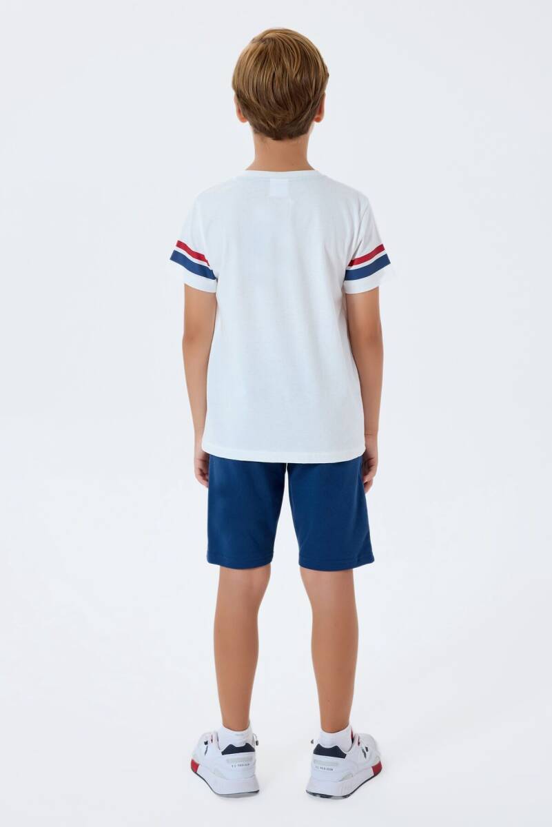 U.S. Polo Assn. Erkek Çocuk Bisiklet Yaka Nakışlı Yazlık Regular Fit Mavi Bermuda Takım US2409-C-V2 - 4