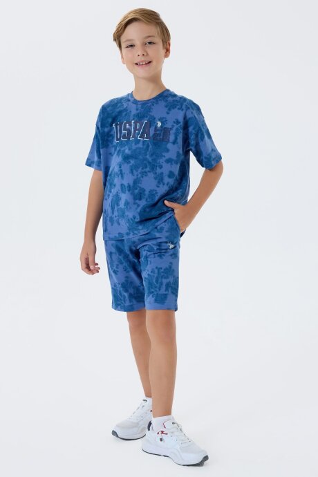 U.S. Polo Assn. Erkek Çocuk Bisiklet Yaka Nakışlı Yazlık Regular Fit Mavi Bermuda Takım US2438-C-V4 