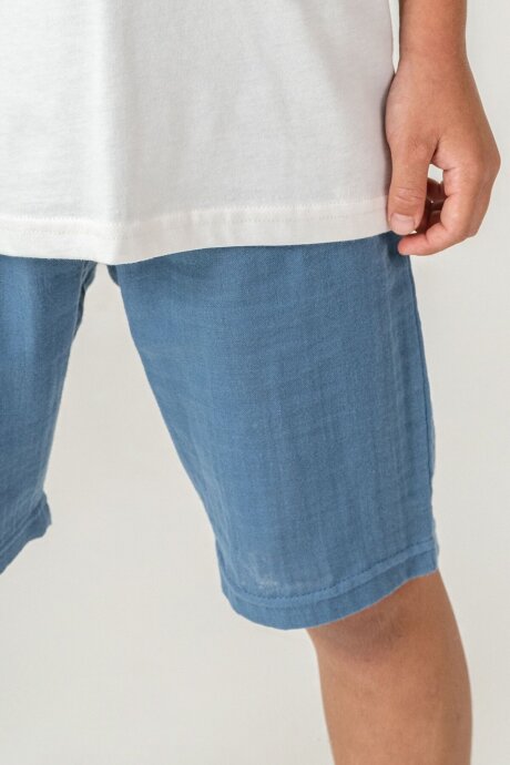 U.S. Polo Assn. Erkek Çocuk Bisiklet Yaka Nakışlı Yazlık Regular Fit Mavi Bermuda Takım US2440-C-V2 - 3