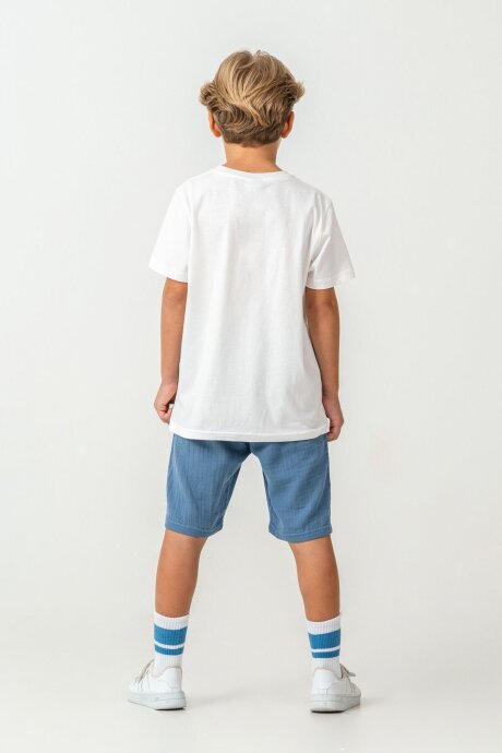 U.S. Polo Assn. Erkek Çocuk Bisiklet Yaka Nakışlı Yazlık Regular Fit Mavi Bermuda Takım US2440-C-V2 - 4