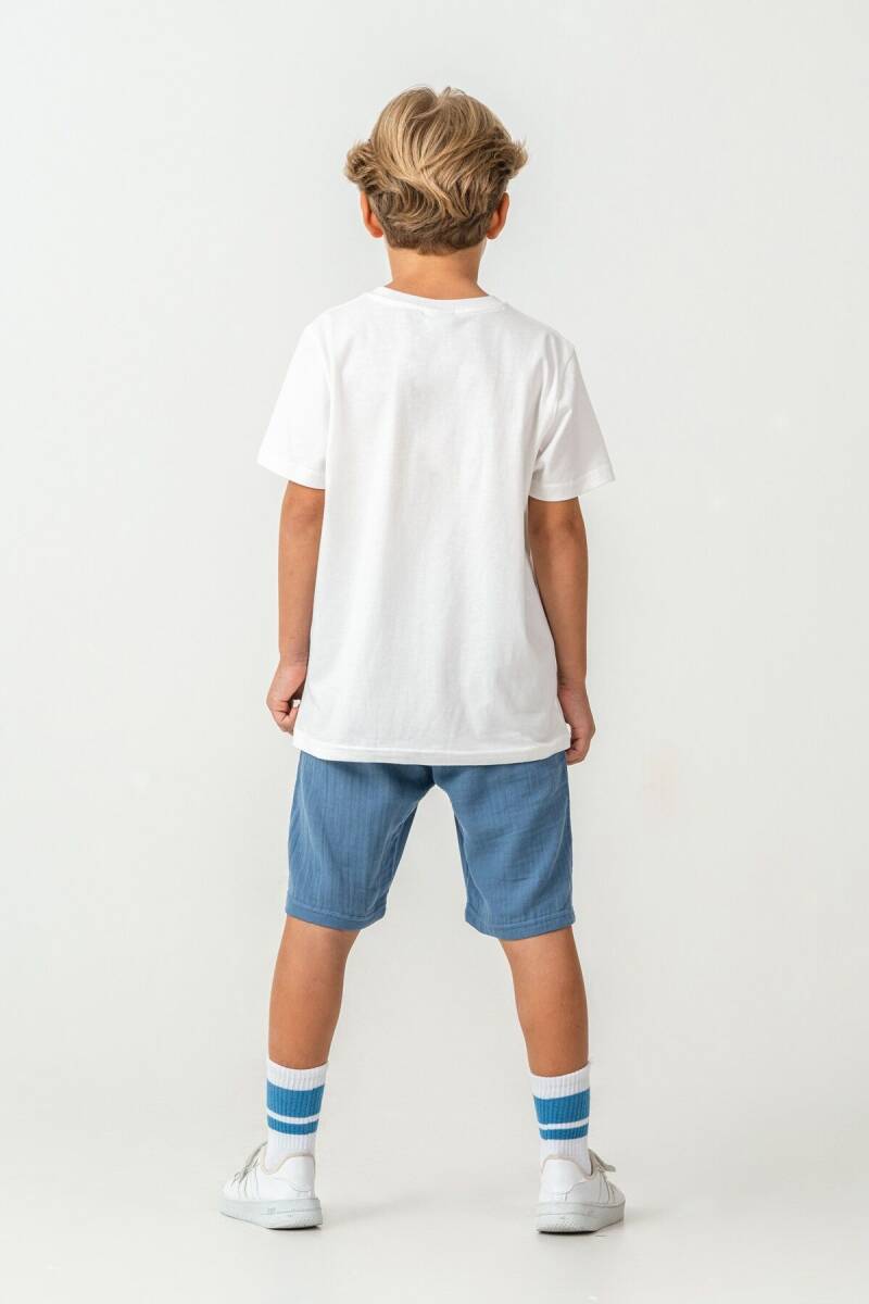 U.S. Polo Assn. Erkek Çocuk Bisiklet Yaka Nakışlı Yazlık Regular Fit Mavi Bermuda Takım US2440-C-V2 - 4