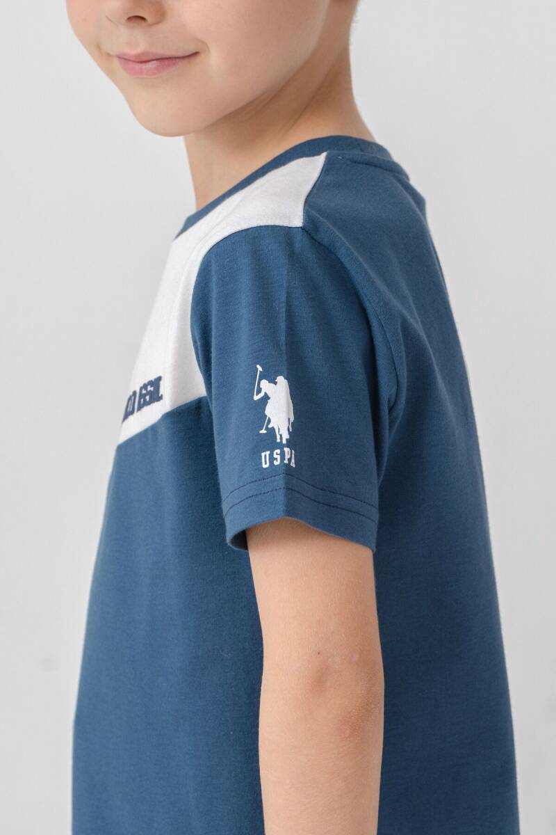 U.S. Polo Assn. Erkek Çocuk Bisiklet Yaka Yazlık Mavi Bermuda Takım US2407-C-V2 - 2