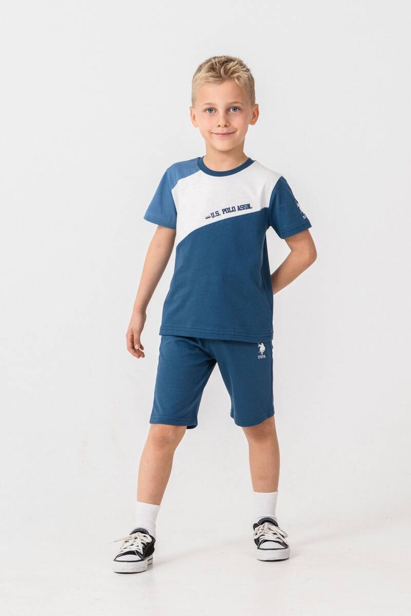 U.S. Polo Assn. Erkek Çocuk Bisiklet Yaka Yazlık Mavi Bermuda Takım US2407-C-V2 - 7