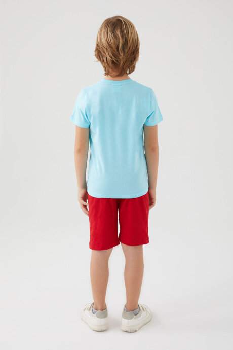 U.S. Polo Assn. Erkek Çocuk Pamuklu Bisiklet Yaka Pigment Baskılı Yazlık Regular Fit Mavi Bermuda Takım US1369-C-V2 - 5