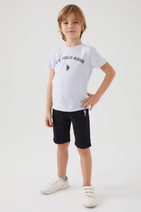 U.S. Polo Assn. Erkek Çocuk Pamuklu Bisiklet Yaka Pigment Baskılı Yazlık Regular Fit Mavi Bermuda Takım US1369-C-V4