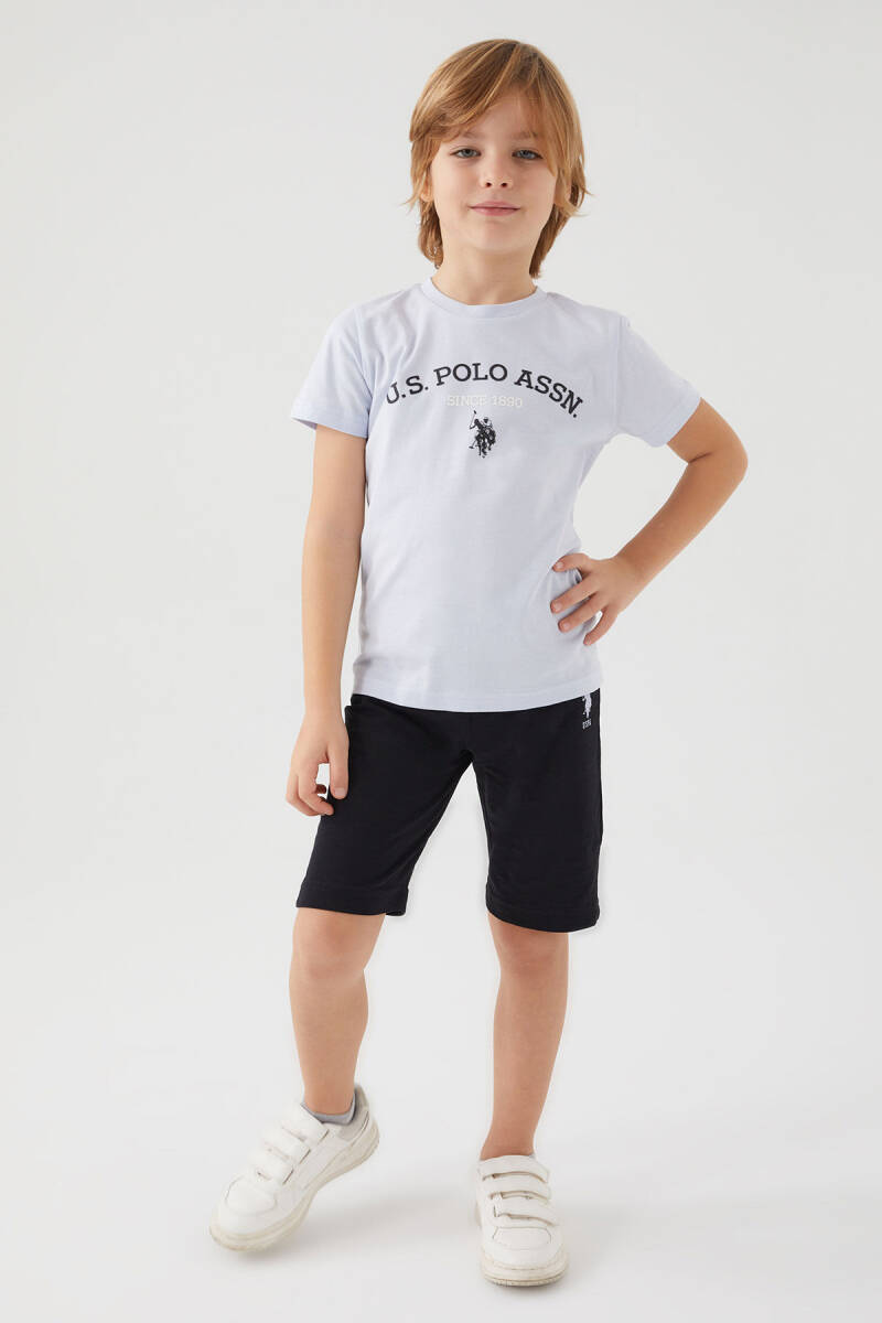 U.S. Polo Assn. Erkek Çocuk Bisiklet Yaka Pigment Baskılı Yazlık Regular Fit Mavi Bermuda Takım US1369-C-V4 - 2