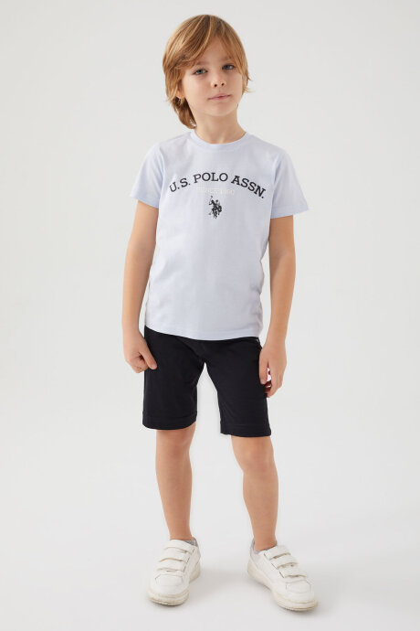 U.S. Polo Assn. Erkek Çocuk Bisiklet Yaka Pigment Baskılı Yazlık Regular Fit Mavi Bermuda Takım US1369-C-V4 - 3
