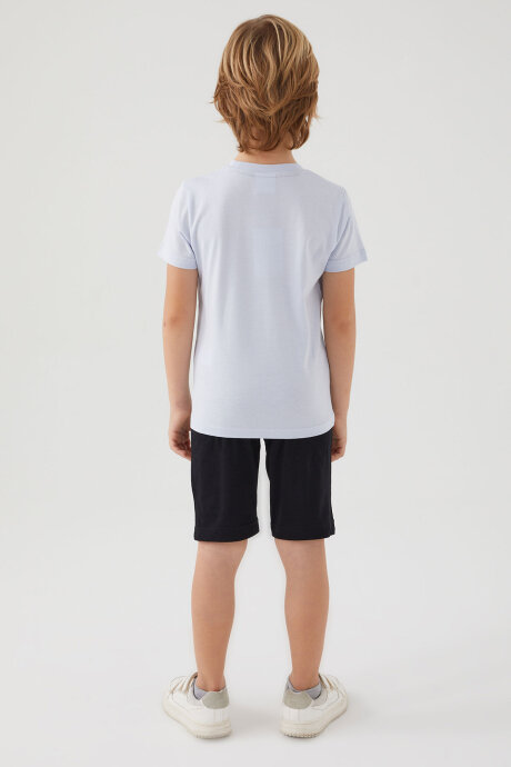 U.S. Polo Assn. Erkek Çocuk Bisiklet Yaka Pigment Baskılı Yazlık Regular Fit Mavi Bermuda Takım US1369-C-V4 - 5
