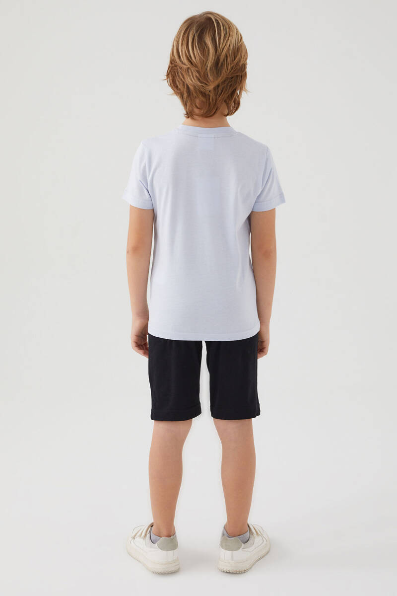 U.S. Polo Assn. Erkek Çocuk Bisiklet Yaka Pigment Baskılı Yazlık Regular Fit Mavi Bermuda Takım US1369-C-V4 - 5