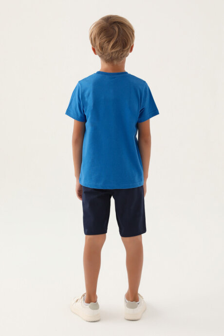 U.S. Polo Assn. Erkek Çocuk Bisiklet Yaka Pigment Baskılı Yazlık Regular Fit Mavi Bermuda Takım US1741-C-V1 - 5