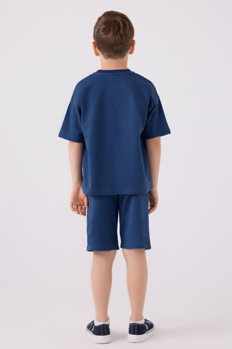 U.S. Polo Assn. Erkek Çocuk Pamuklu Bisiklet Yaka Sargı Nakışlı Yazlık Regular Fit Mavi Bermuda Takım US1780-C-V11 - 5