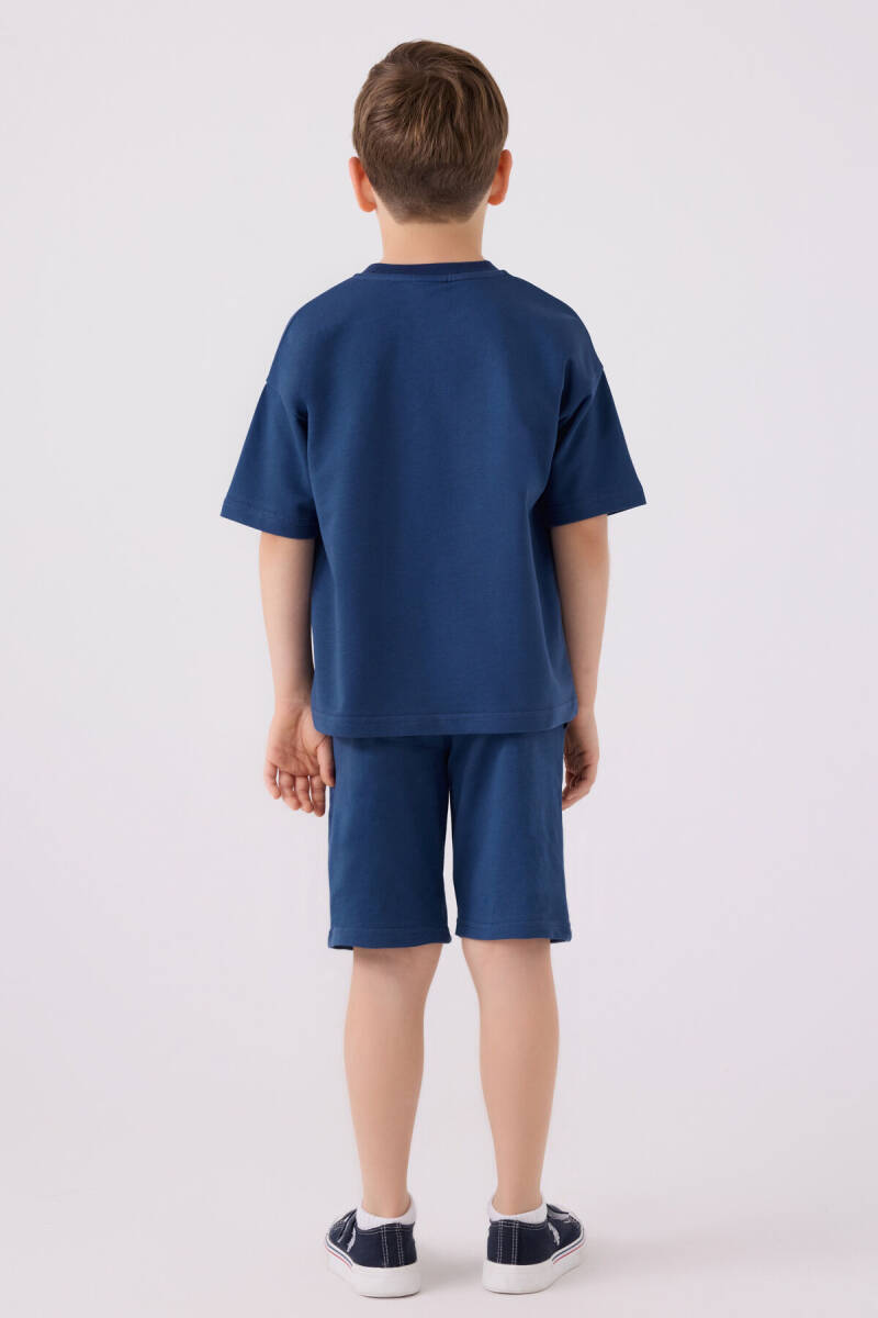 U.S. Polo Assn. Erkek Çocuk Pamuklu Bisiklet Yaka Sargı Nakışlı Yazlık Regular Fit Mavi Bermuda Takım US1780-C-V11 - 5
