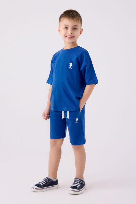 U.S. Polo Assn. Erkek Çocuk Bisiklet Yaka Pigment Baskılı Yazlık Regular Fit Mavi Bermuda Takım US1780-C-V3 - 1