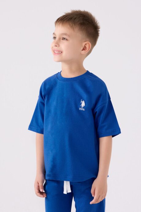 U.S. Polo Assn. Erkek Çocuk Bisiklet Yaka Pigment Baskılı Yazlık Regular Fit Mavi Bermuda Takım US1780-C-V3 - 2