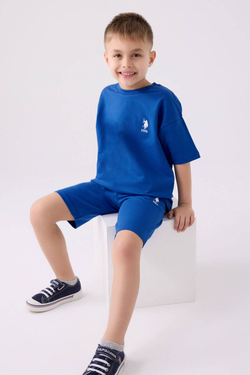 U.S. Polo Assn. Erkek Çocuk Bisiklet Yaka Pigment Baskılı Yazlık Regular Fit Mavi Bermuda Takım US1780-C-V3 - 3