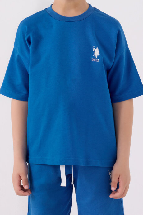 U.S. Polo Assn. Erkek Çocuk Pamuklu Bisiklet Yaka Pigment Baskılı Yazlık Regular Fit Mavi Bermuda Takım US1780-C-V6 - 4