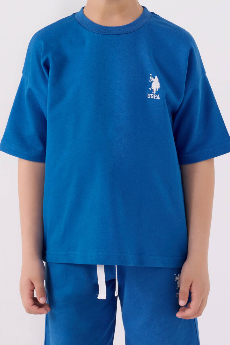 U.S. Polo Assn. Erkek Çocuk Pamuklu Bisiklet Yaka Pigment Baskılı Yazlık Regular Fit Mavi Bermuda Takım US1780-C-V6 - 4
