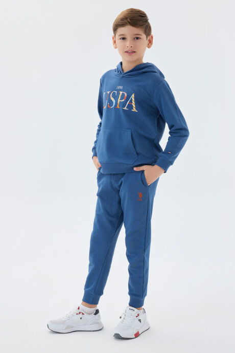 U.S. Polo Assn. Erkek Çocuk Pamuklu Kapüşonlu Sargı Nakışlı Kışlık Regular Fit Lacivert Eşofman Takımı US1518-C-V2