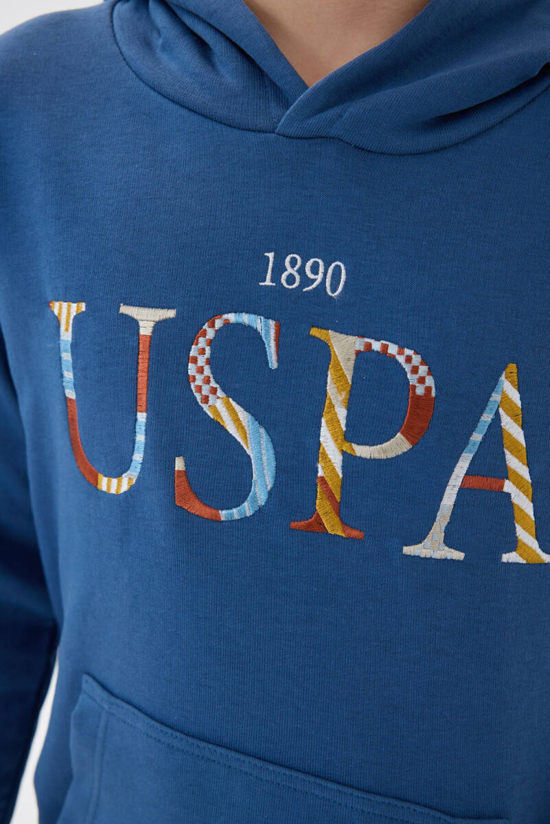 U.S. Polo Assn. Erkek Çocuk Pamuklu Kapüşonlu Sargı Nakışlı Kışlık Regular Fit Lacivert Eşofman Takımı US1518-C-V2 - 4