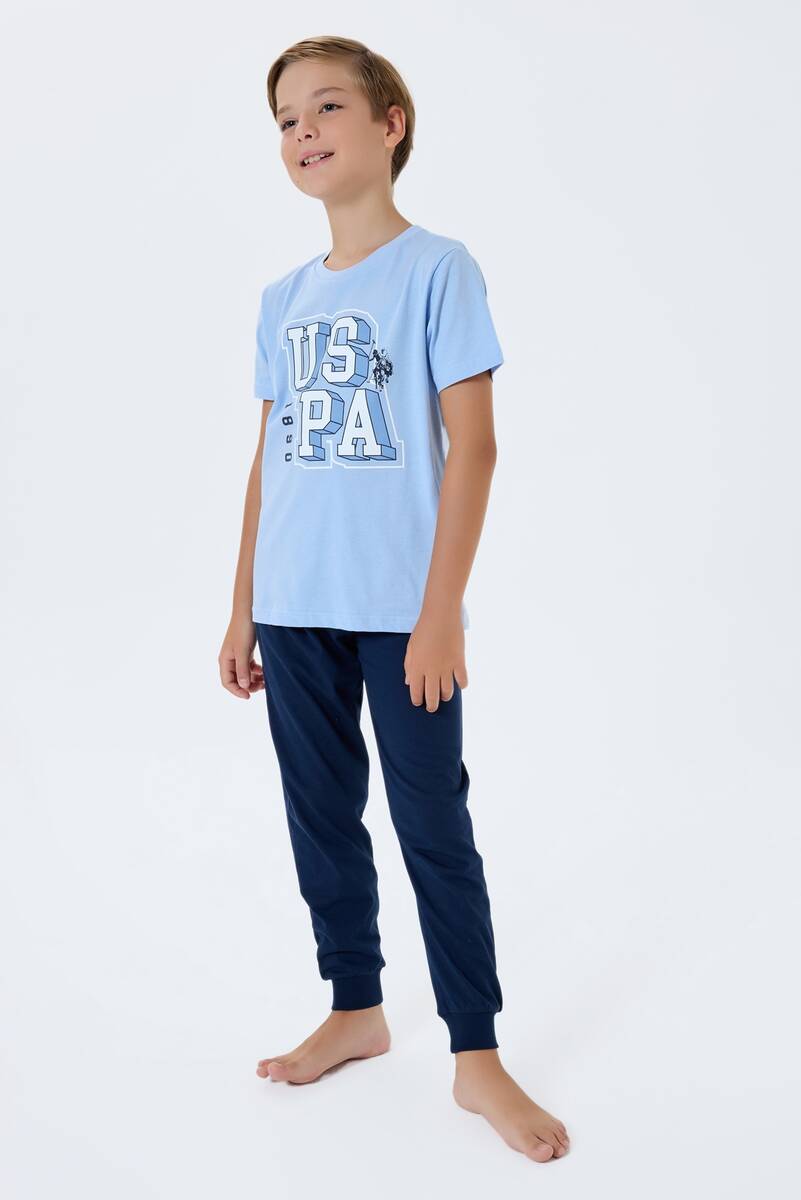 U.S. Polo Assn. Erkek Çocuk Mavi Pijama Takım