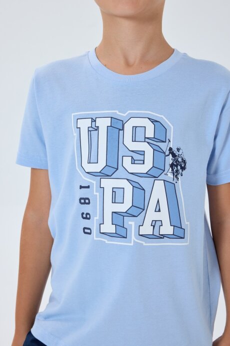 U.S. Polo Assn. Erkek Çocuk Bisiklet Yaka Nakışlı Yazlık Regular Fit Mavi Pijama Takımı US2410-C-V1 - 5