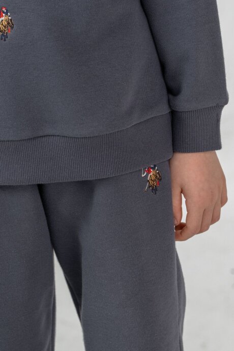 U.S. Polo Assn. Erkek Çocuk Nakışlı Antrasit Uzun Kol Eşofman Takımı US2629-C-V2 - 4