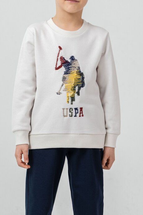 U.S. Polo Assn. Erkek Çocuk Nakışlı Beyaz Uzun Kol Eşofman Takımı US2625-C-V1 (1)