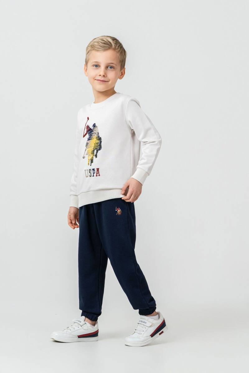 U.S. Polo Assn. Erkek Çocuk Nakışlı Beyaz Uzun Kol Eşofman Takımı US2625-C-V1 - 6