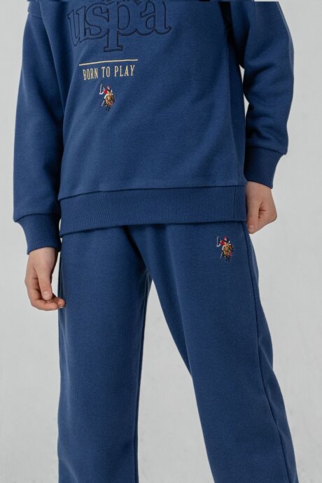 U.S. Polo Assn. Erkek Çocuk Nakışlı Mavi Uzun Kol Eşofman Takımı US2629-C-V3 - 4