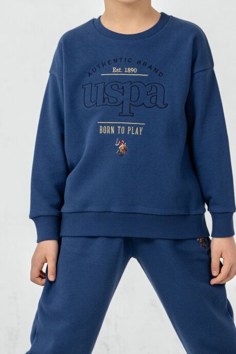 U.S. Polo Assn. Erkek Çocuk Nakışlı Mavi Uzun Kol Eşofman Takımı US2629-C-V3 (1)