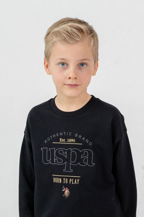 U.S. Polo Assn. Erkek Çocuk Nakışlı Siyah Uzun Kol Eşofman Takımı US2629-C-V4 - 3