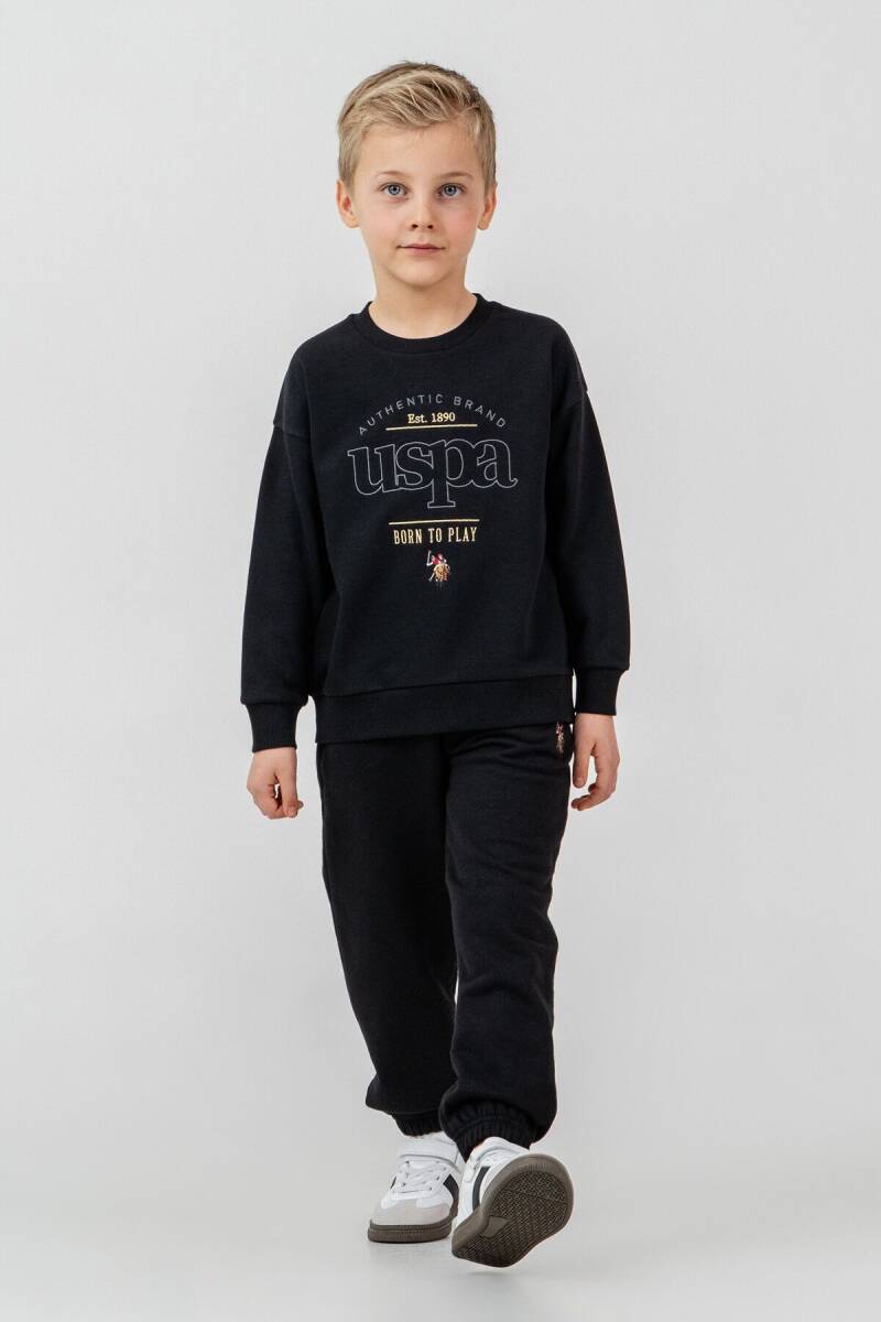 U.S. Polo Assn. Erkek Çocuk Nakışlı Siyah Uzun Kol Eşofman Takımı US2629-C-V4 - 6