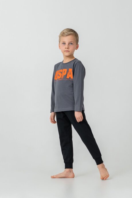 U.S. Polo Assn. Erkek Çocuk %100 Pamuk Baskılı Antrasit Uzun Kol Pijama Takımı US2634-C-V2 - 5
