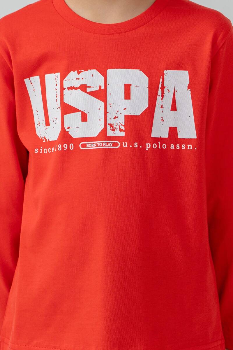 U.S. Polo Assn. Erkek Çocuk %100 Pamuk Baskılı Kırmızı Uzun Kol Pijama Takımı US2634-C-V1 - 3