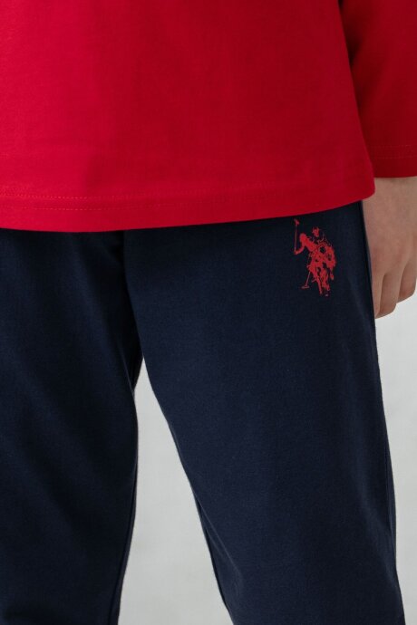 U.S. Polo Assn. Erkek Çocuk %100 Pamuk Baskılı Kırmızı Uzun Kol Pijama Takımı US2635-C-V1 - 3
