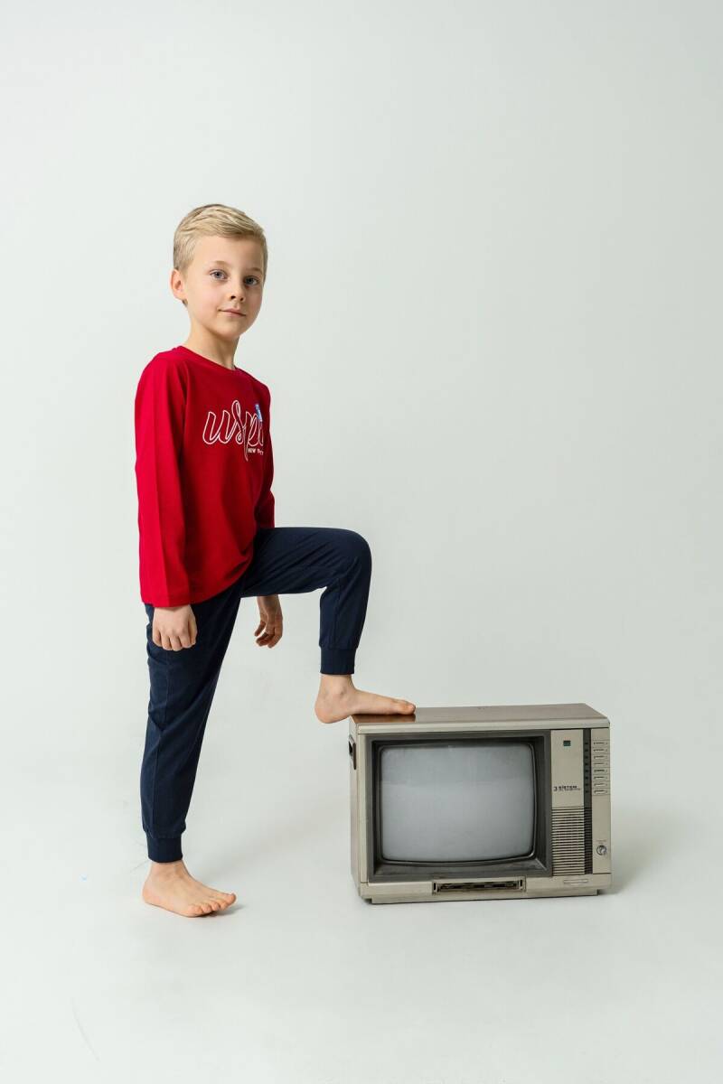 U.S. Polo Assn. Erkek Çocuk %100 Pamuk Baskılı Kırmızı Uzun Kol Pijama Takımı US2635-C-V1 - 4