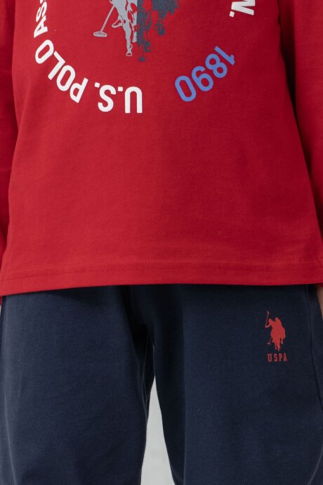 U.S. Polo Assn. Erkek Çocuk %100 Pamuk Baskılı Kırmızı Uzun Kol Pijama Takımı US2638-C-V2 - 4